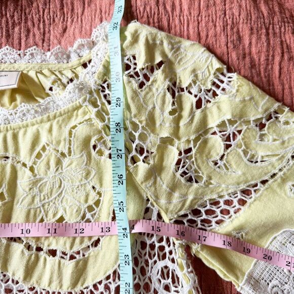 Anthropologie Moulinette Soeurs “Tilly” Lace Dress – Size 2 – Yellow & Off-White - Picture 5 of 6